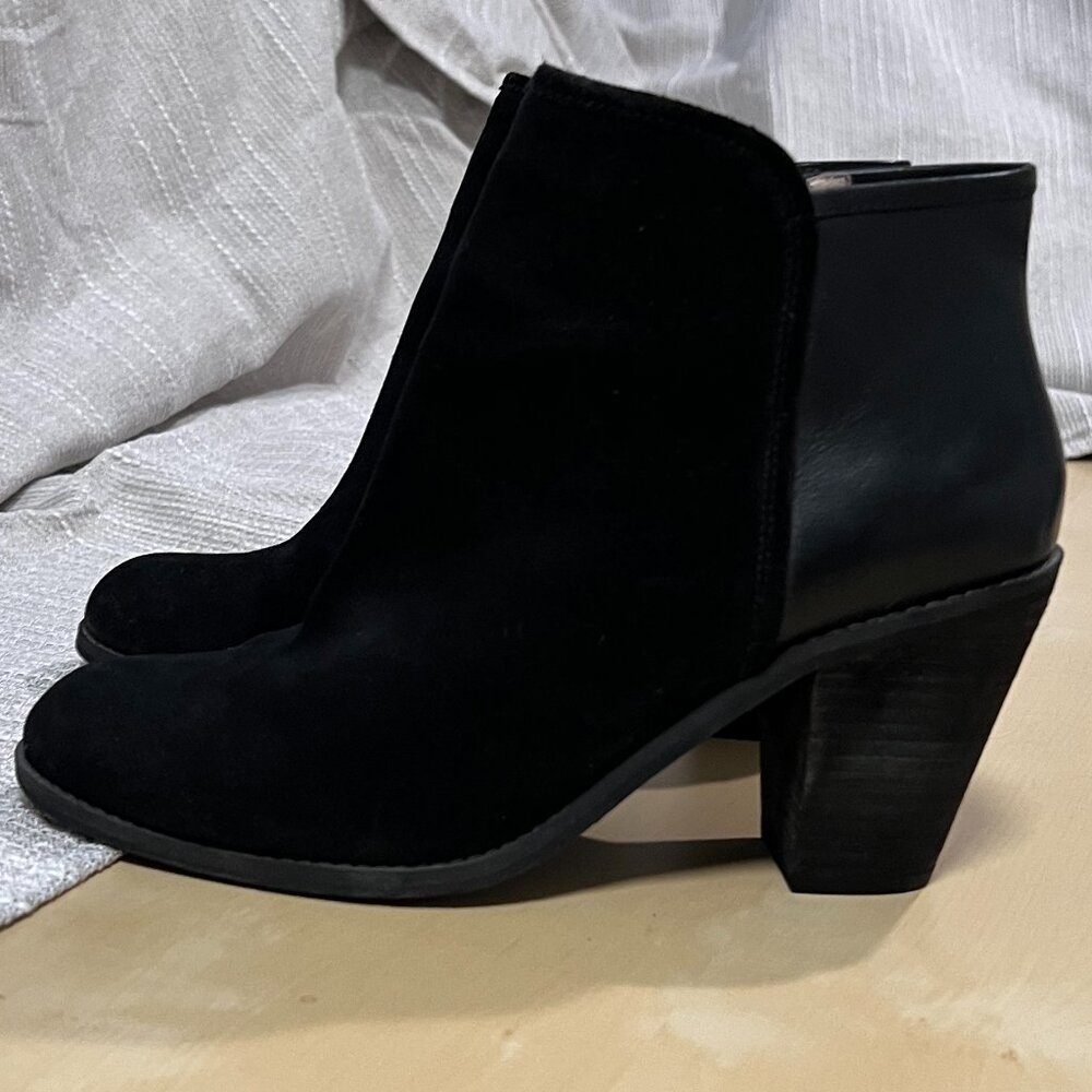 Black Suede and Leather Ankle Boots